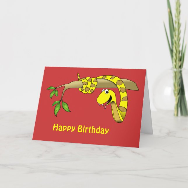 Serpent jaune dans un arbre Reptile Carte blanche  (Devant)