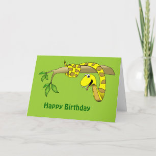 Serpent jaune dans un arbre Reptile Carte d'annive