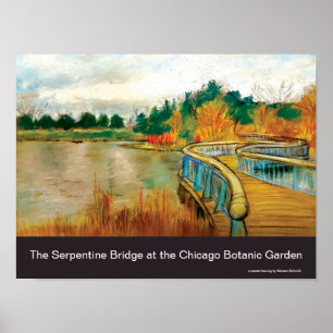 Serpentine Bridge im Chicago Botanic Garden Poster
