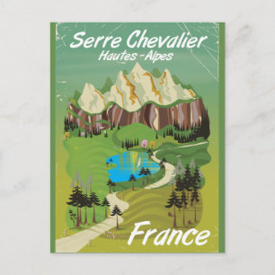 Serre Chevalier, Frankreich Ski-Reiseplakat Postkarte