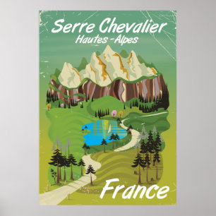 Serre Chevalier, poster de voyage ski France