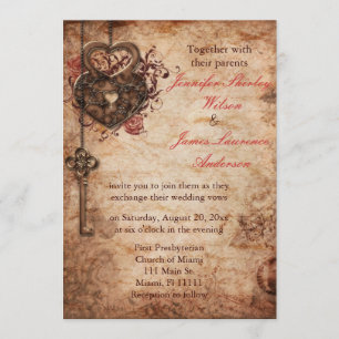 Serrure élégante et faire-part de mariage