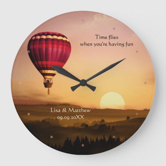Serrure romantique Sunset Hot Air Ballotte Horloge (Recto)