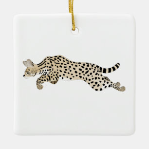 Serval Cat Keramik Ornament
