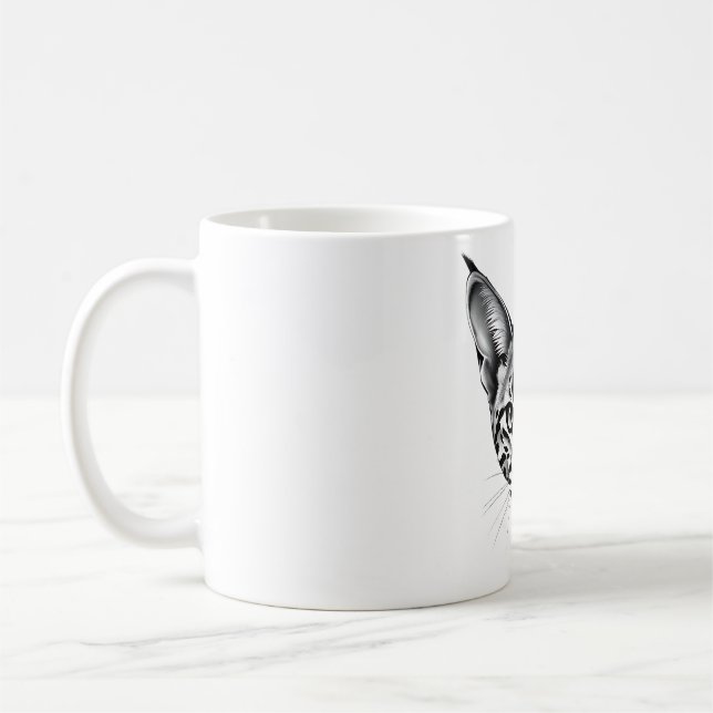 Serval Cat Lover T - Shirt - Schwarz & Weiß realis Kaffeetasse (Links)
