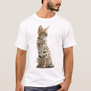 Serval-Wildkatzen-Illustration mit einem Gestrickt T-Shirt