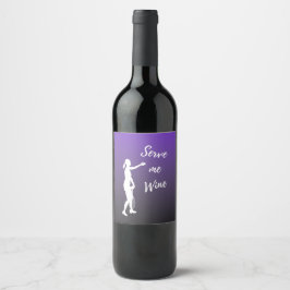 Serve Me Wine Funny Tennis Player Zitat Wein Weinetikett