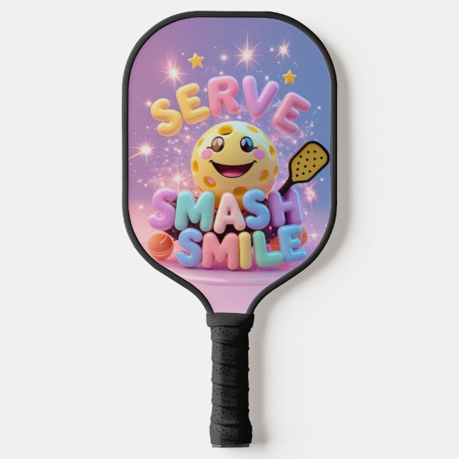 Serve. Schmettern. Lächle. - Niedlich Kawaii Pickl Pickleball Schläger (Vorderseite)