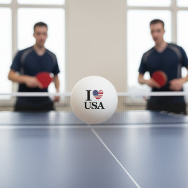 Serve Up Spirit: "I ❤️ USA" Ping Pong Ball Tischtennisball