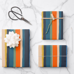 Server Streifen farbenfroh, zeitgenössisch modern Geschenkpapier Set