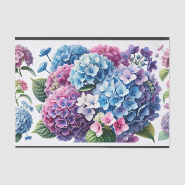 servetten, decoupage, hydrangeas, crea seidenpapier (Vorderseite)