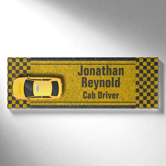 Service Cab Driver Business Yellow Taxame Tag Namenschild (Vorderseite)