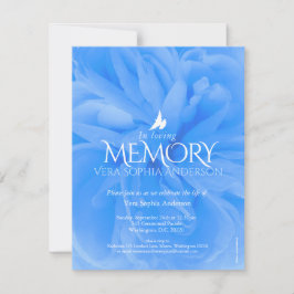 Service commémoratif bleu rose invitations funérai