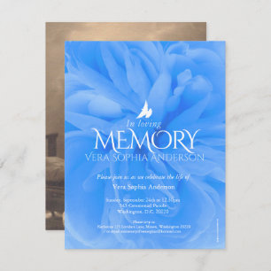 Service commémoratif bleu rose invitations funérai
