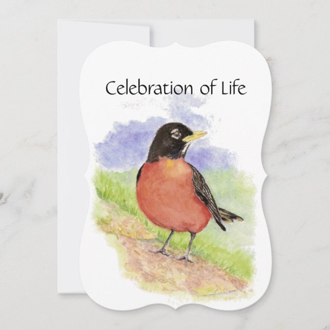 Service commémoratif Invitation Aquarelle Robin Bi (Devant)