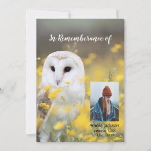 Service commémoratif Invitation Barn Owl Flowers