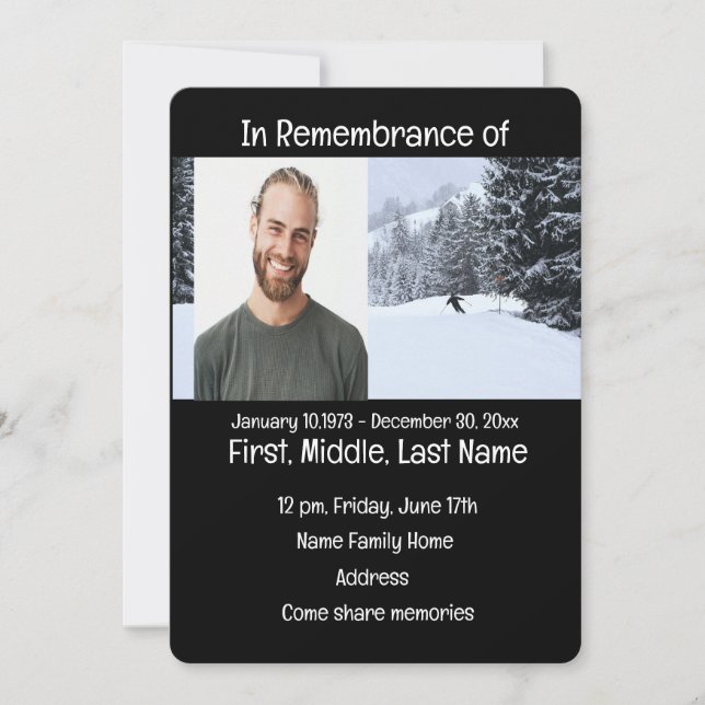 Service commémoratif Invitation Ski de fond (Devant)