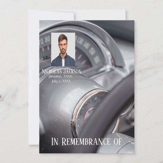 Service commémoratif Invitation voitures anciennes (Devant)