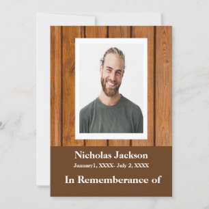 Service commémoratif Invitation Wood Masculine