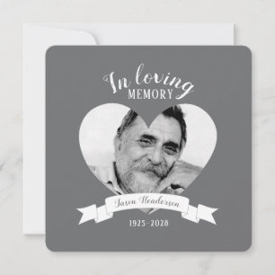 Service commémoratif photo ruban blanc invitations