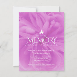 Service commémoratif violet rose invitations funér