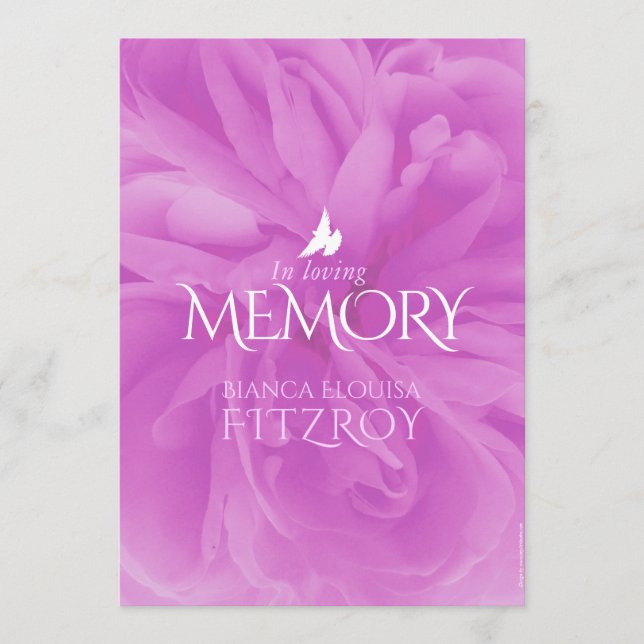 Service commémoratif violet rose programme funérai (Devant)