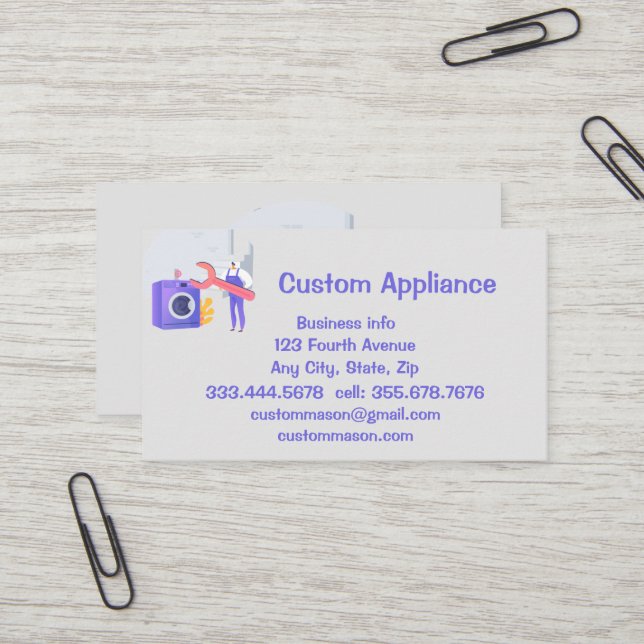 Service d'appliance personnalisé et Carte de visit (Devant/Arrière en situation)