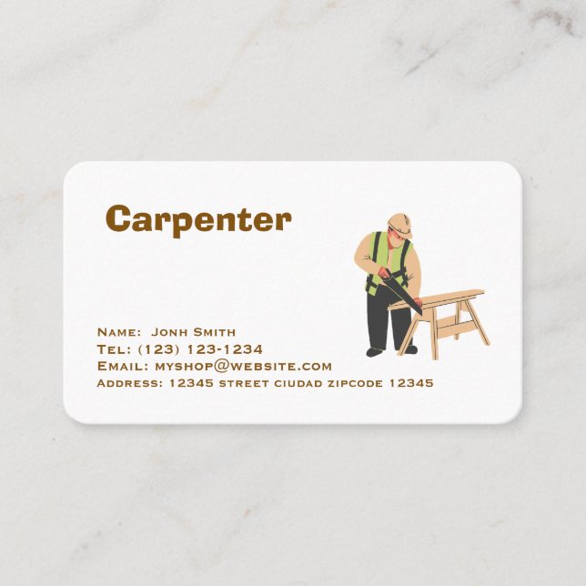 service de charpentier carte de visite modifiable (Devant)