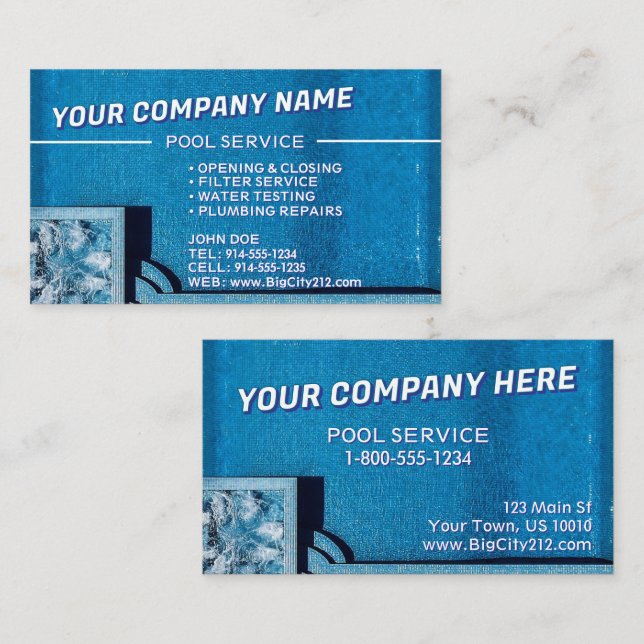 Service de pool Carte de visite PERSONNALISABLE (Devant / Derrière)