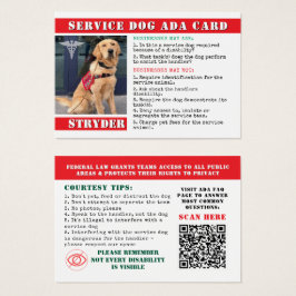 Service Dog ADA Law Cards Red Foto ID Abzeichen