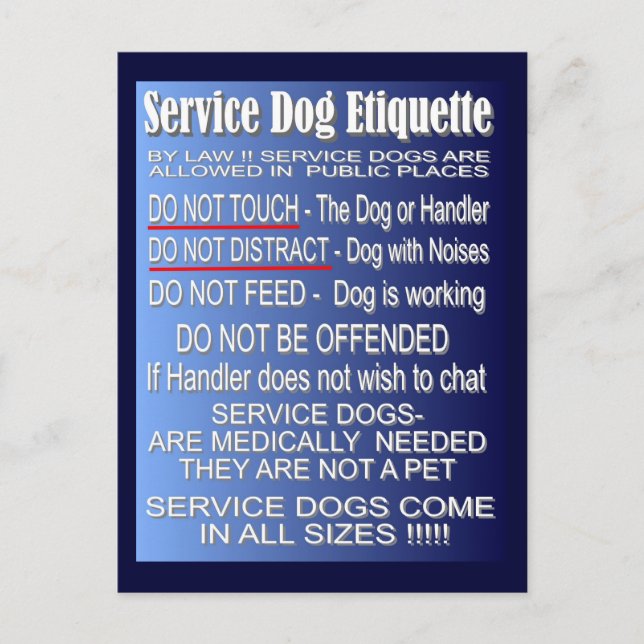 Service Dog Etiquette Postkarte (Vorderseite)