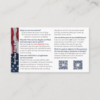 Service Dog Info Card: Schnelle Fakten Visitenkarte