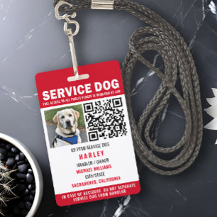 Service Dog Moderner QR Code rot & weiß Ausweis