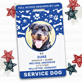 Service Dog Personalisiert Blue Paw druckt Foto-ID Ausweis