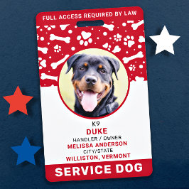 Service Dog Personalisiert Red Paw Prints Foto ID Ausweis