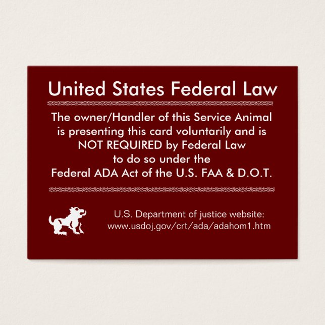 Service Dog Rights Card (Vorderseite)