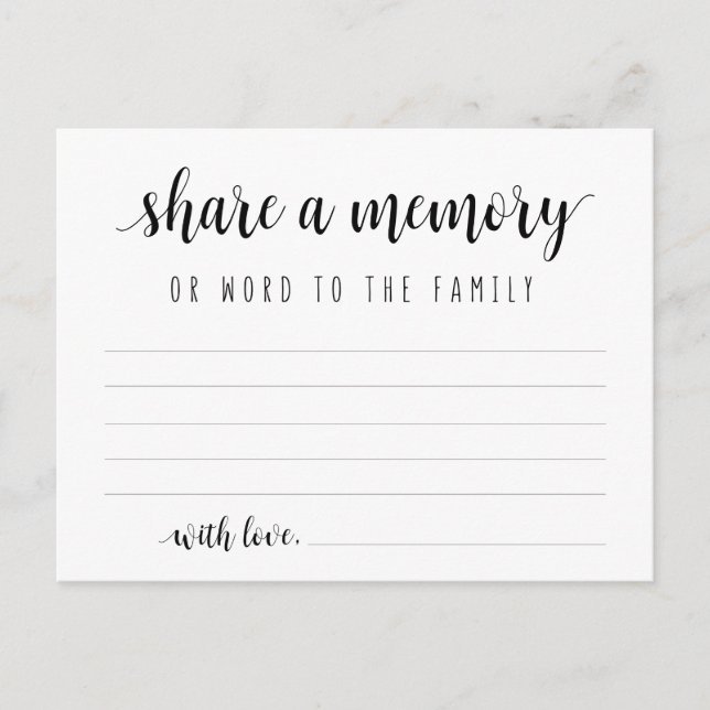 Service funéraire, Script noir, Partager une carte (Devant)