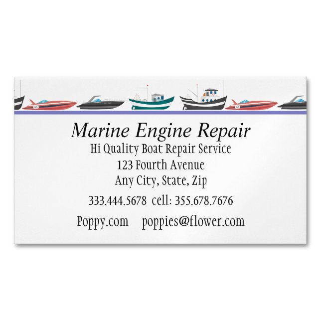 Service für die Reparatur von Motoren Magnetische Visitenkarte (Vorderseite)