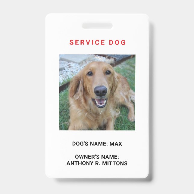 Service Hund-ID-Abzeichen Ausweis (Vorderseite)