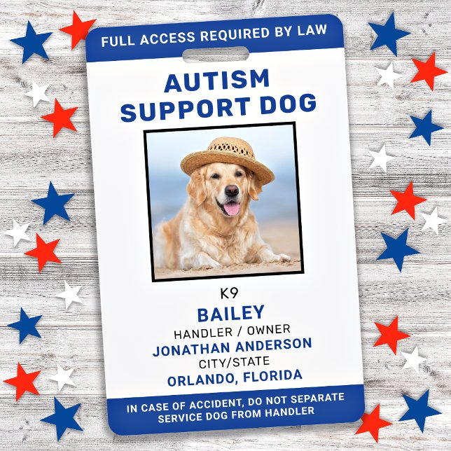 Service-Hund Personalisiertes Foto-ID Autismus-Unt Ausweis (Von Creator hochgeladen)