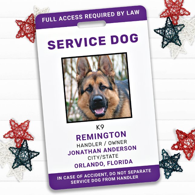 Service Hund Personalisiertes Lila Foto ID Abzeich Ausweis (Von Creator hochgeladen)