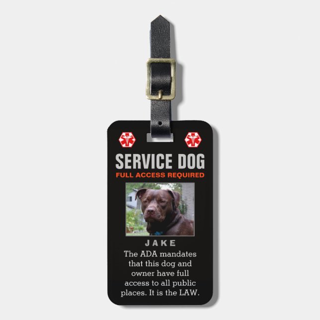 Service-Hund - schwarzes erforderliches Abzeichen Gepäckanhänger (Vorderseite vertikal)