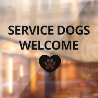 Service-Hunde Begrüßungsschild an der Schaufenster Fensteraufkleber