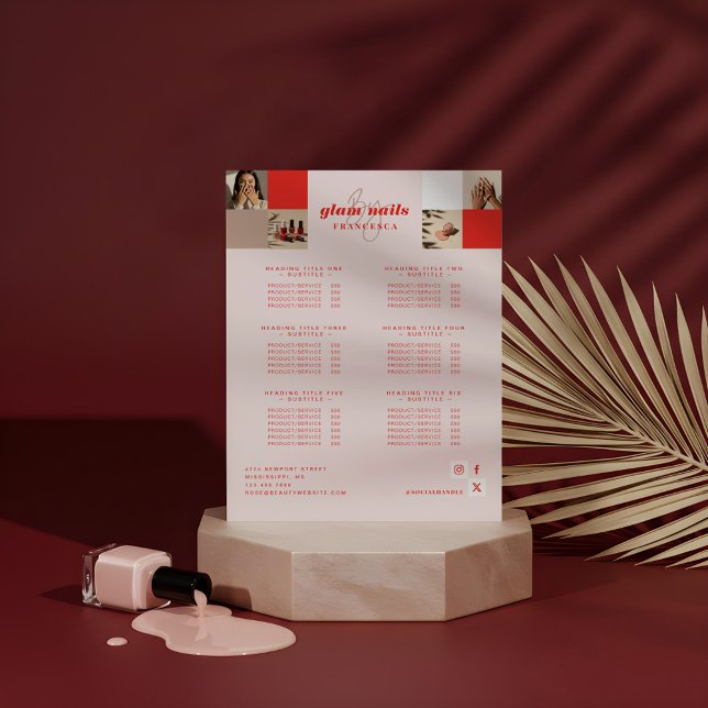 Service List für moderne Logos Nail Beauty Salon Sockelschild (Modern Logo Nail Beauty Salon Service List Pedestal Sign)