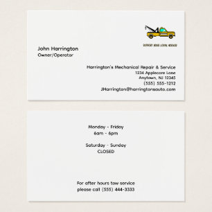 Service mécanique remorquage Cartes de visite sur 