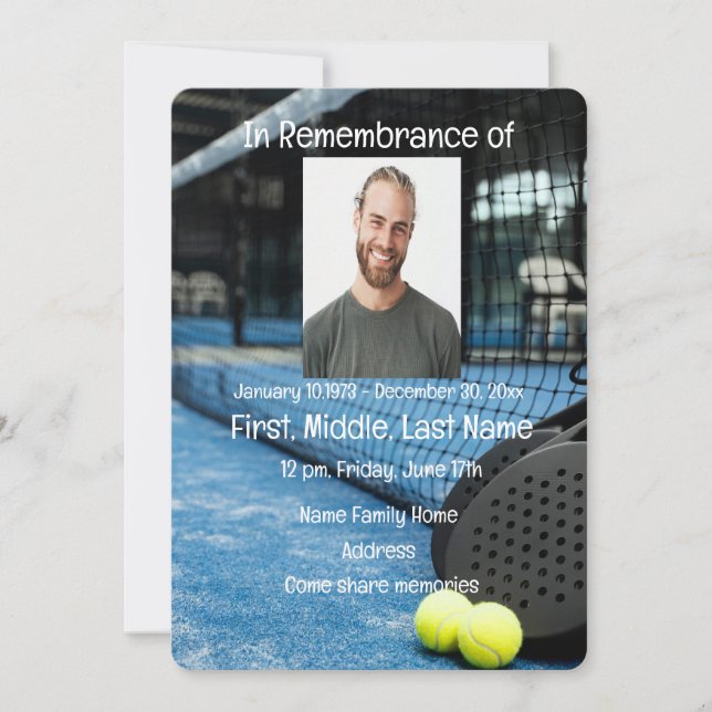Service Memorial Invitation Tennis Jeu Racket Ball (Devant)