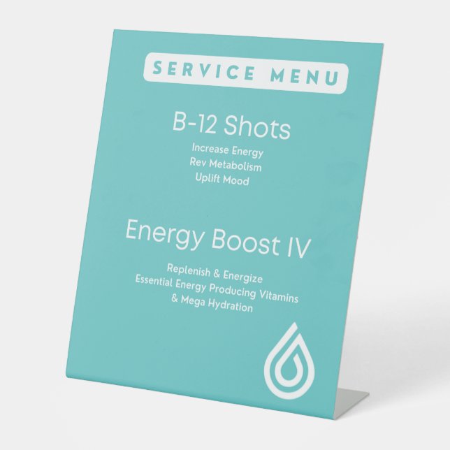 Service-Menü für 10 x 12 Tabletop-Zeichen Sockelschild (Vorderseite)