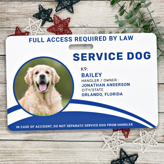 Service personnalisé Chien bleu Photo ID Badge (Créateur téléchargé)