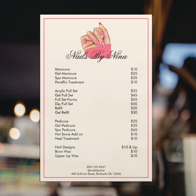 Service Price List l Nail Artist Beauty Salon Fensteraufkleber (Von Creator hochgeladen)