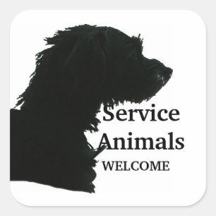 Service-Tiere willkommen Quadratischer Aufkleber